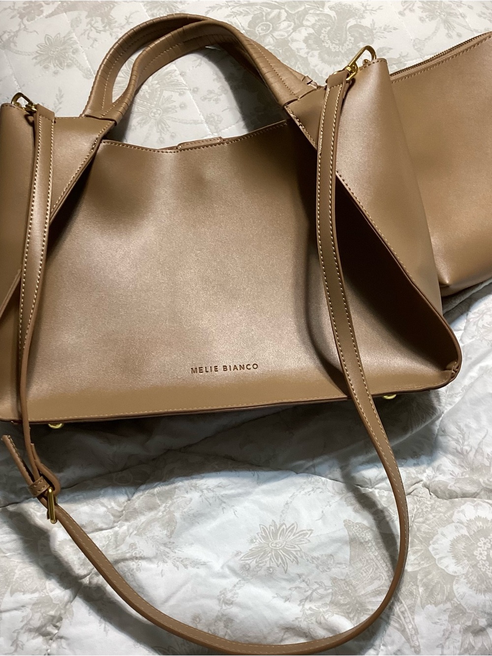 NWOT Melie Biianco Tan Shoulder Tote with Removable Strap